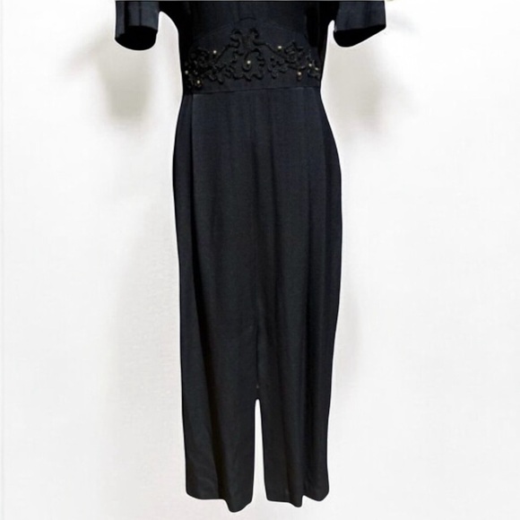 NEW (w/tag) VINTAGE Black Julian Taylor Big Shoulder Midi Dress 14 - Picture 5 of 12
